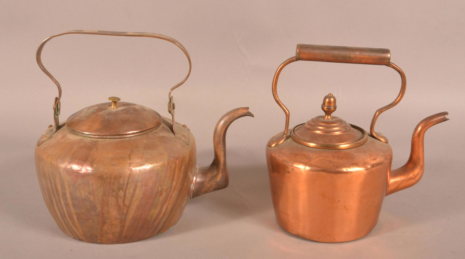 Two Antique Copper Tea Kettles. (1 of 4)
