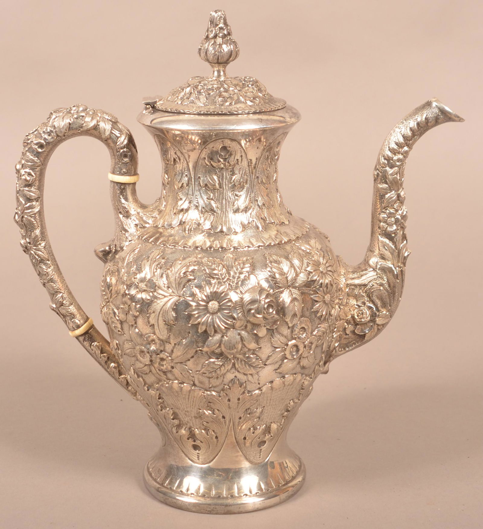 S. Kirk & Son Sterling Silver Repousse Teapot. (1 of 3)