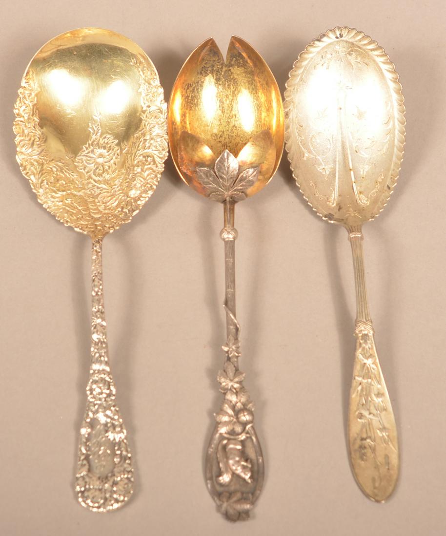 Three Various Antique Sterling Silver Serving Spoons. (1 of 7)