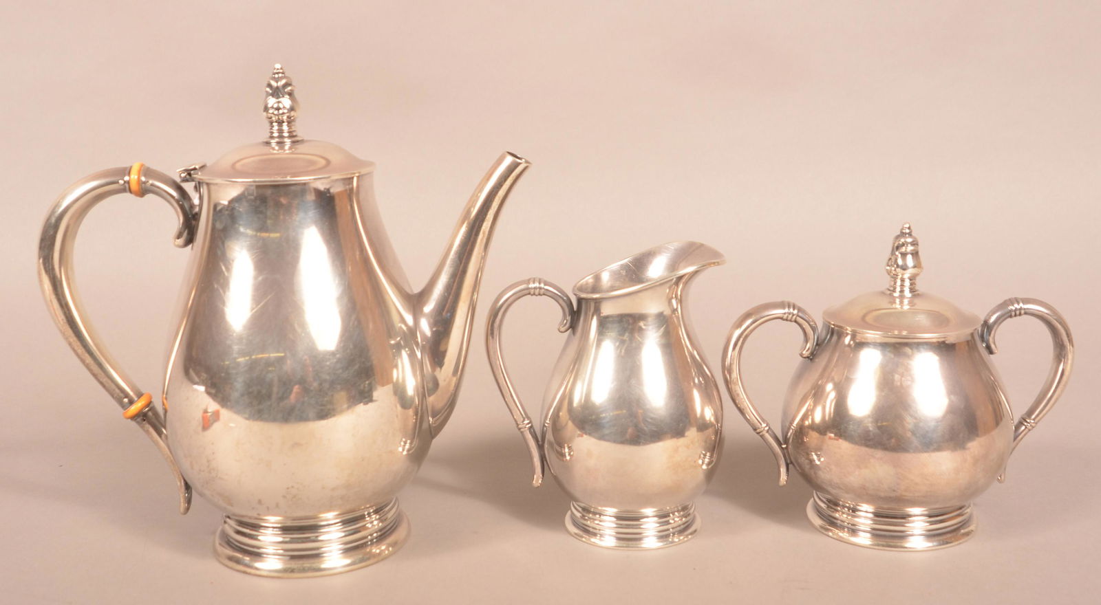 International Sterling "Royal Danish" 3-Piece Tea Set. (1 of 5)