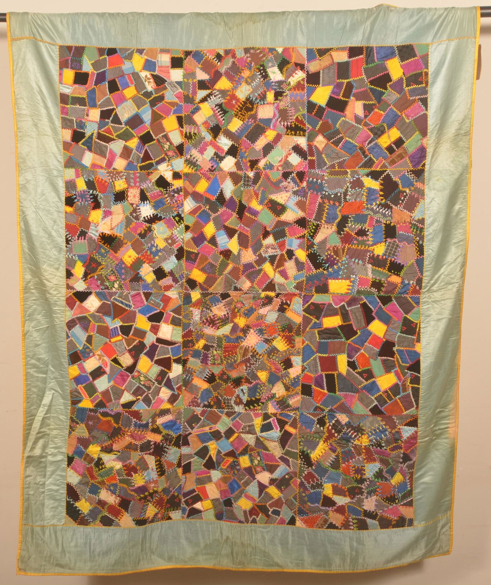 Antique Crazy Pattern Patchwork Youth Size Quilt. (1 of 6)