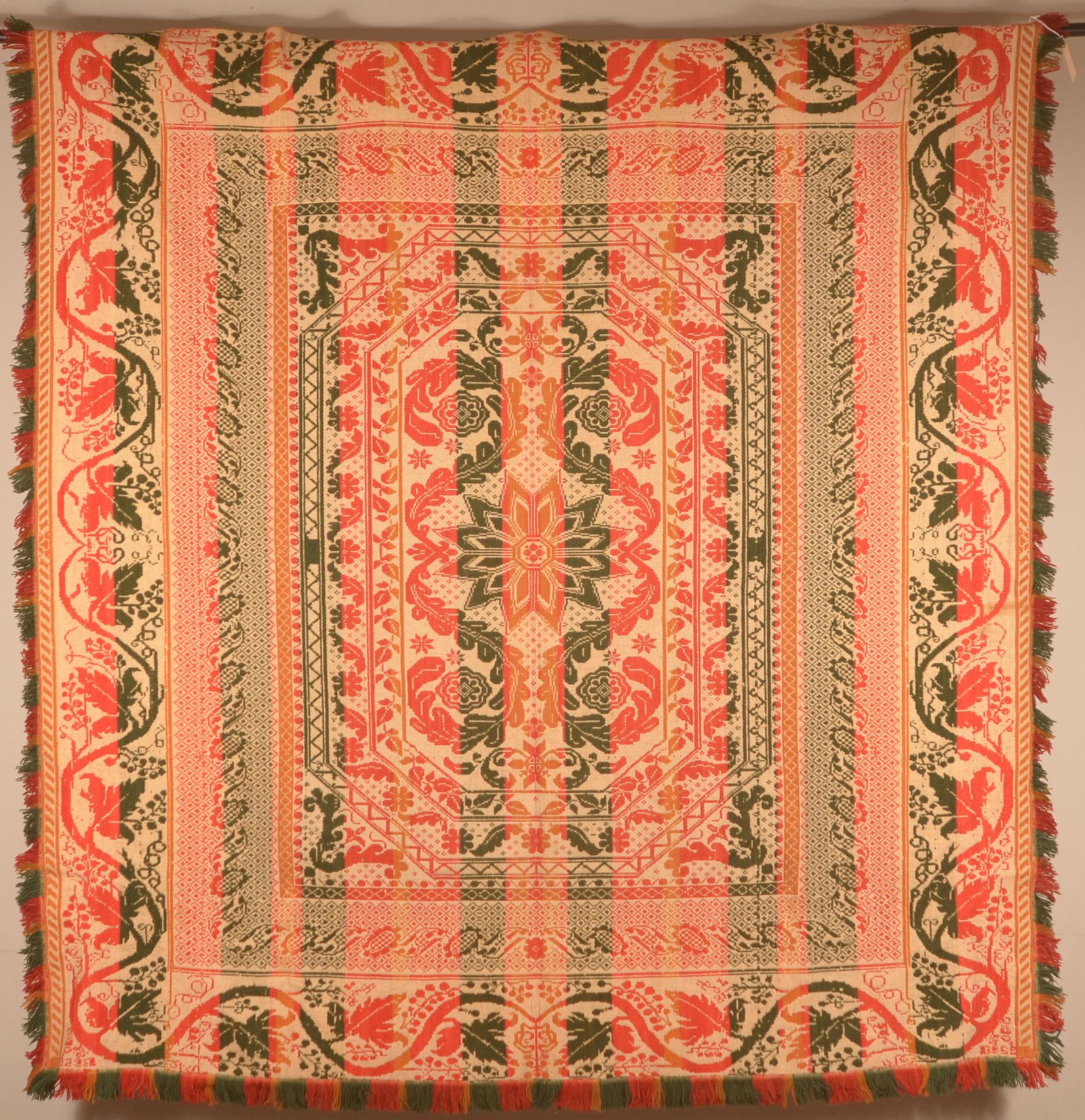 PA 4-Color Single-Part Woven Jacquard Coverlet. (1 of 4)