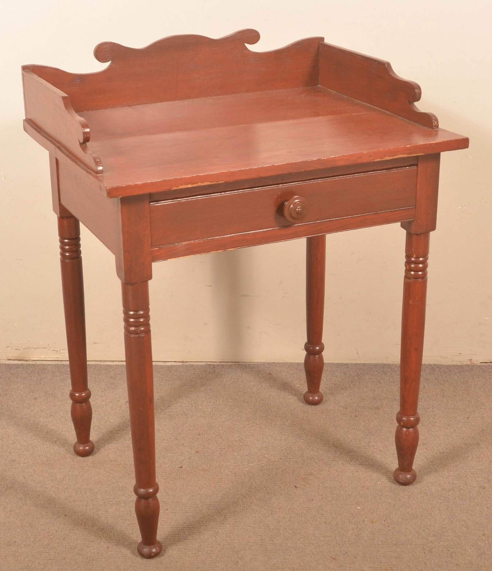 Lanc. Co. Amish Red Painted Softwood Washstand.: Lancaster Co., PA Amish Red Painted Softwood Washstand. 33-3/4"h. x 26"w. x 21"d.