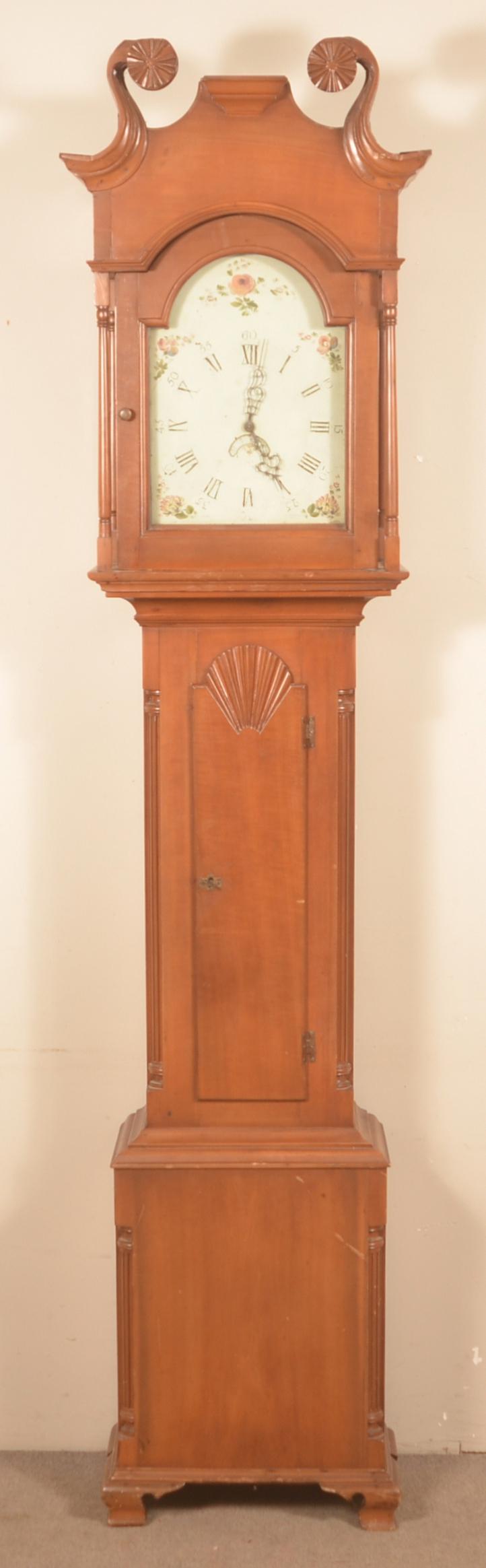 Pennsylvania Chippendale Cherry Tall Case Clock. (1 of 9)