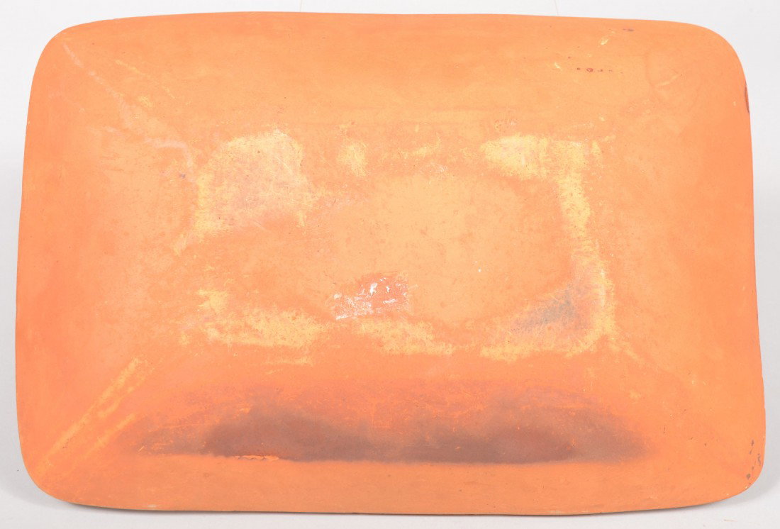 Large Rectangular Redware Trencher. Three sets of  - 2