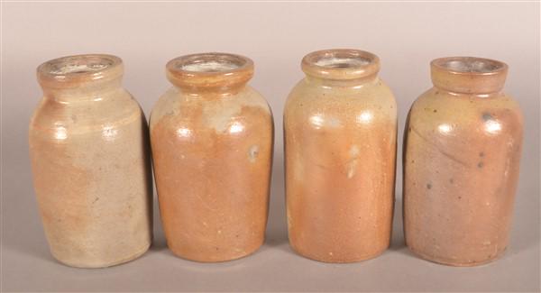 Four Antique Salt-Glazed Stoneware Canning Jars. (1 of 2)