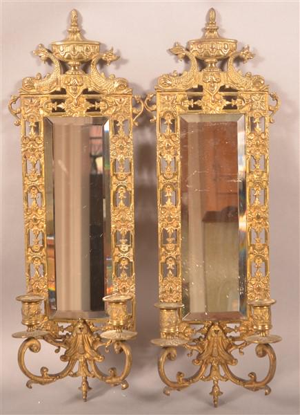 Pair of Victorian Brass Candle Sconces. (1 of 2)