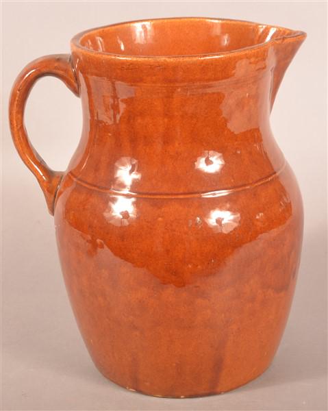 Antique 2-Gallon Brown Glazed Stoneware Pitcher. (1 of 2)