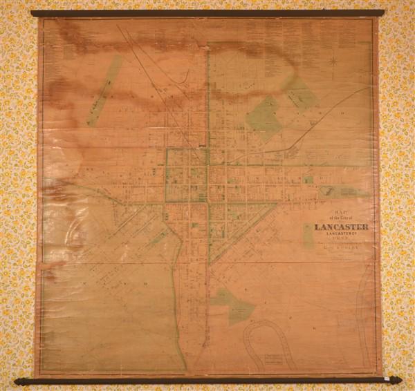 Wall Map of the City of Lancaster, PA.: Wall Map of the City of Lancaster, PA by Roe & Colby, 1874. 59''h. x 60''w. Condition: Fair with wear and tear.