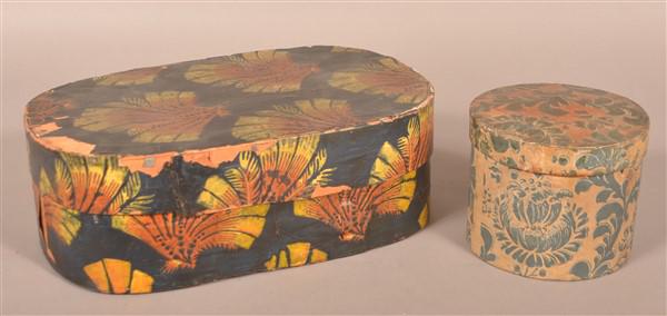 Two Antique Wallpaper Covered Boxes. (1 of 4)