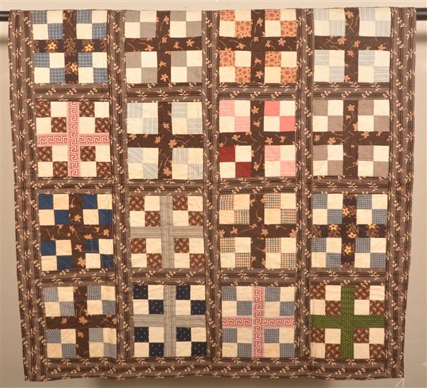 Antique Block Pattern Patchwork Crib Quilt. (1 of 4)