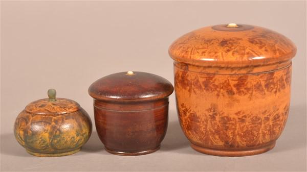 Three Pieces of Antique/Vintage Painted Treenware. (1 of 6)