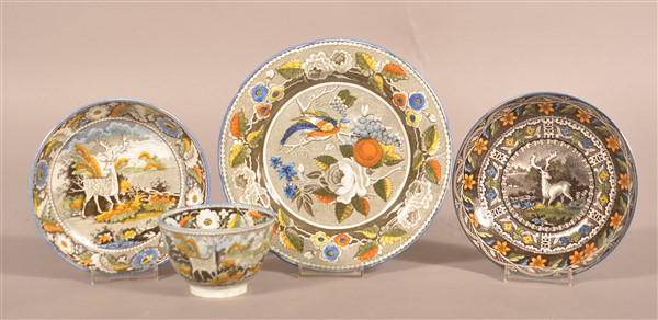 Lot of Salopian Polychrome Transfer Soft Paste China. (1 of 4)