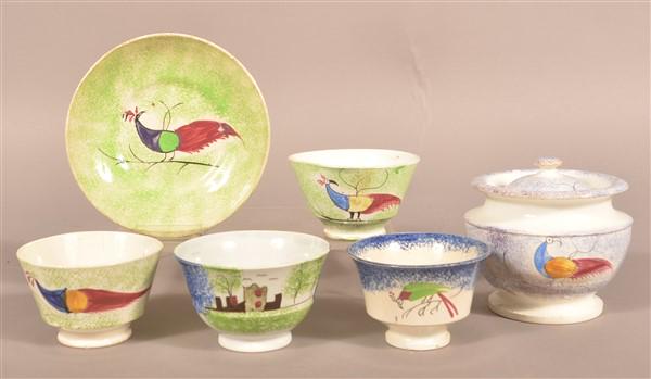 Lot of Spatterware China. (1 of 6)