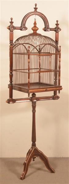 American Victorian Mahogany Bird Cage on Stand. (1 of 4)