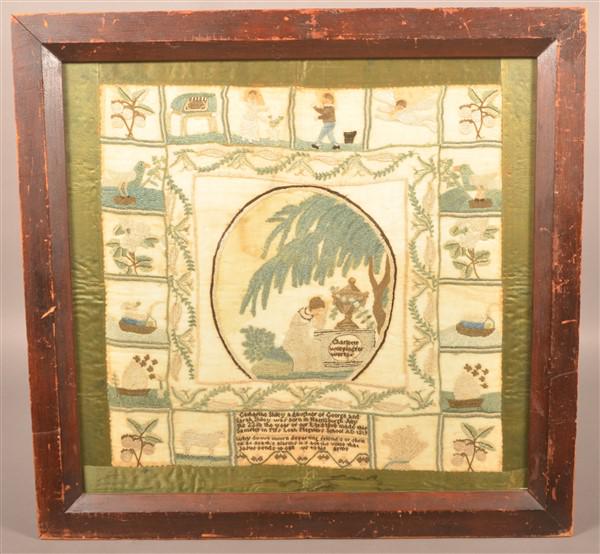 Harrisburg, PA 1819 Needlework Mourning Sampler. (1 of 5)
