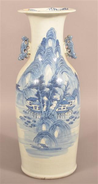 Antique Chinese Blue and White Glazed Floor Vase. (1 of 5)