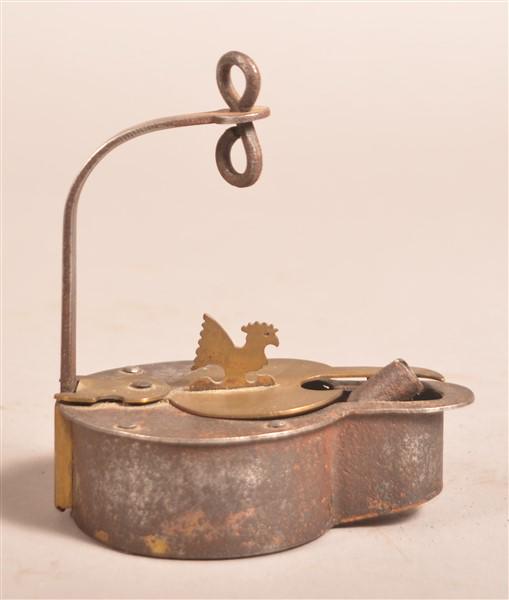 Antique Wrought Iron Betty Lamp. (1 of 3)