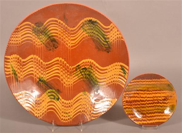 Two Breininger Redware Comb-Decorated Pieces. (1 of 3)