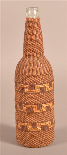 Native American Basket Covered Crown Top Bottle. (1 of 2)