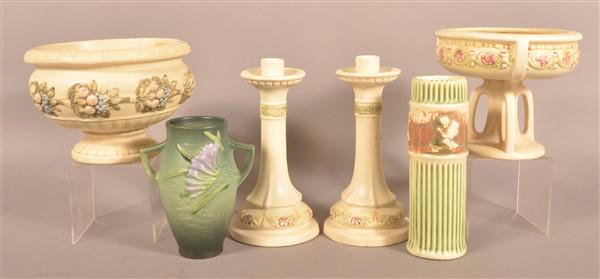 Six Various Pieces of Roseville Art Pottery. (1 of 3)