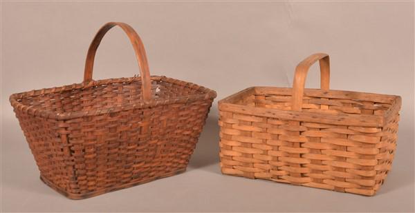 Two Antique Woven Oak Splint Field/Market Baskets. (1 of 4)