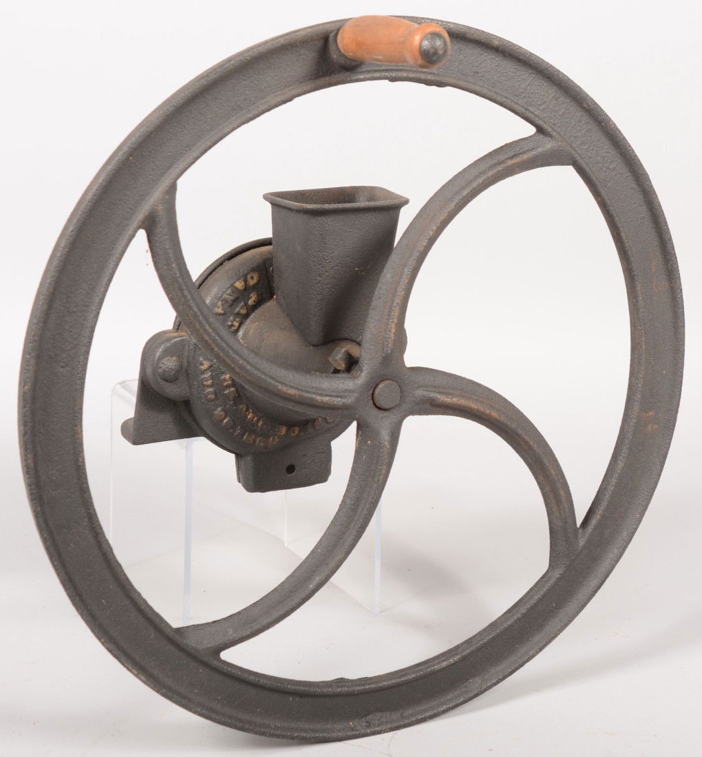 136 Large Cast Iron Corn Grinder. Large flywheel with
