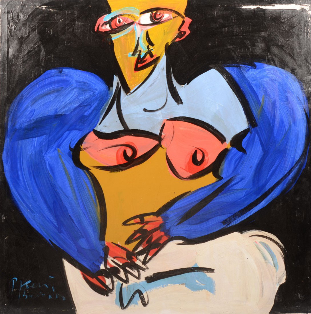 Abstract Acrylic on Canvas of Nude Woman, signed:: Abstract Acrylic on Canvas of Nude Woman, signed: "P. Keil, Berlin" in lower left corner. Peter Robert Keil, born 1942 in Poland, moved to Berlin and was a student at Akademie fur Bildende Kunste. He 