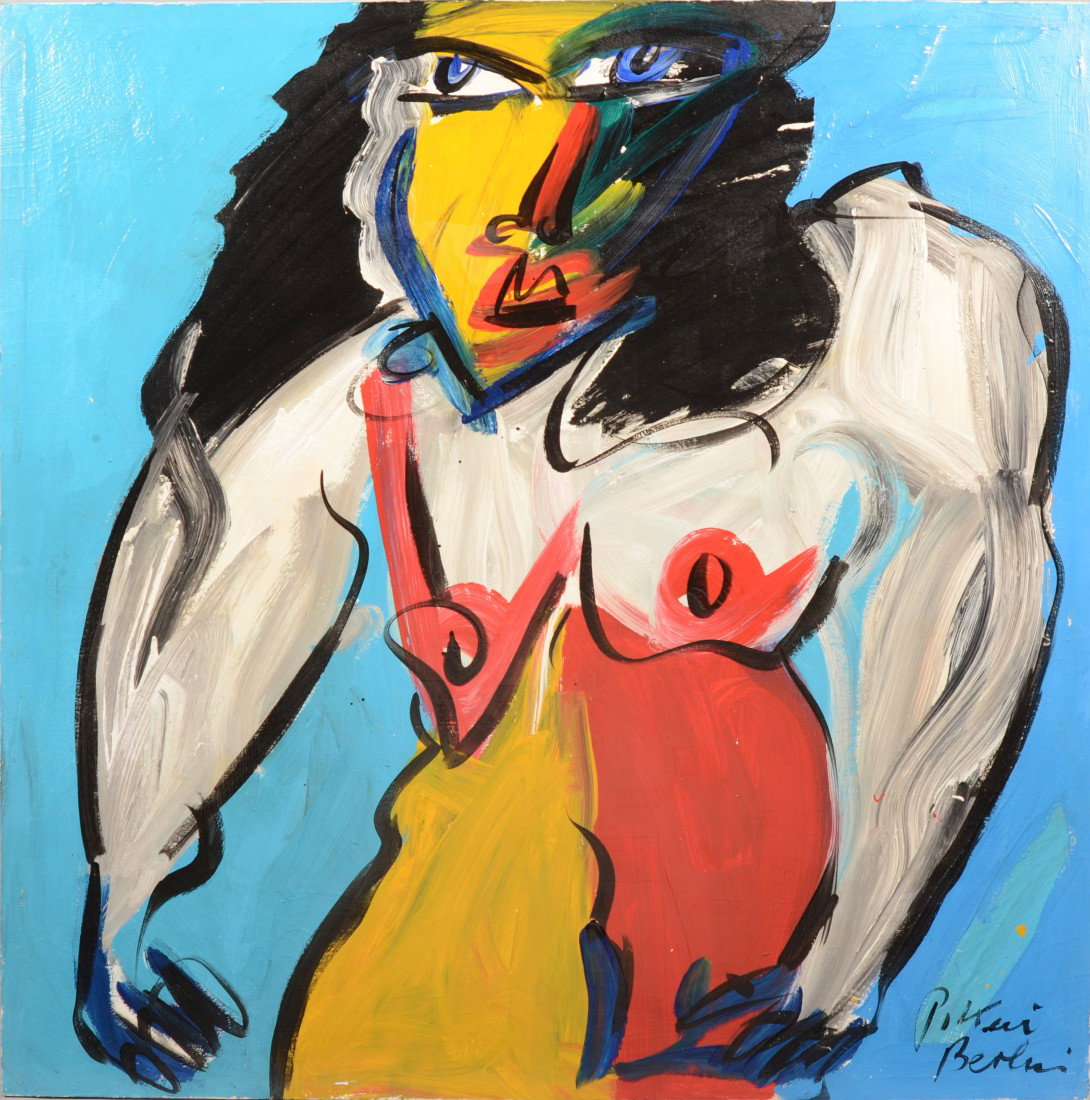 Abstract Acrylic on Canvas of Nude Woman, signed:: Abstract Acrylic on Canvas of Nude Woman, signed: "P. Keil, Berlin" in lower right corner. Peter Robert Keil, born 1942 in Poland, moved to Berlin and was a student at Akademie fur Bildende Kunste. He