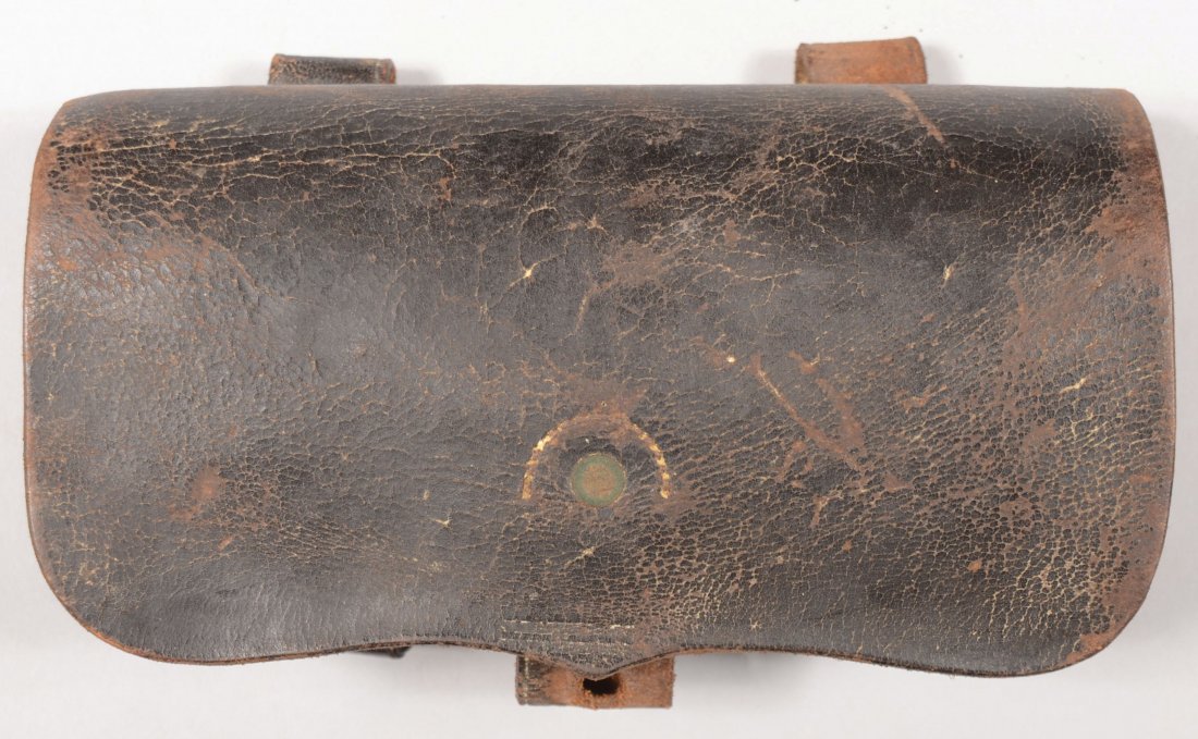 Civil War Cavalry carbine cartridge box having a wo: Civil War Cavalry carbine cartridge box having a wood block with 20 cartridge holes.