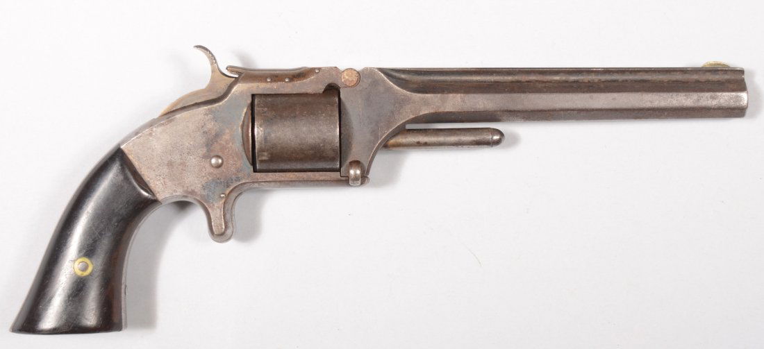 Smith & Wesson No. 2 Army Model revolver having a: Smith & Wesson No. 2 Army Model revolver having a 32 caliber 6" barrel, sn 41706, all matching by serial number or assembly number "cc8". Smooth patina with 10-20% blue, good grips, good working order