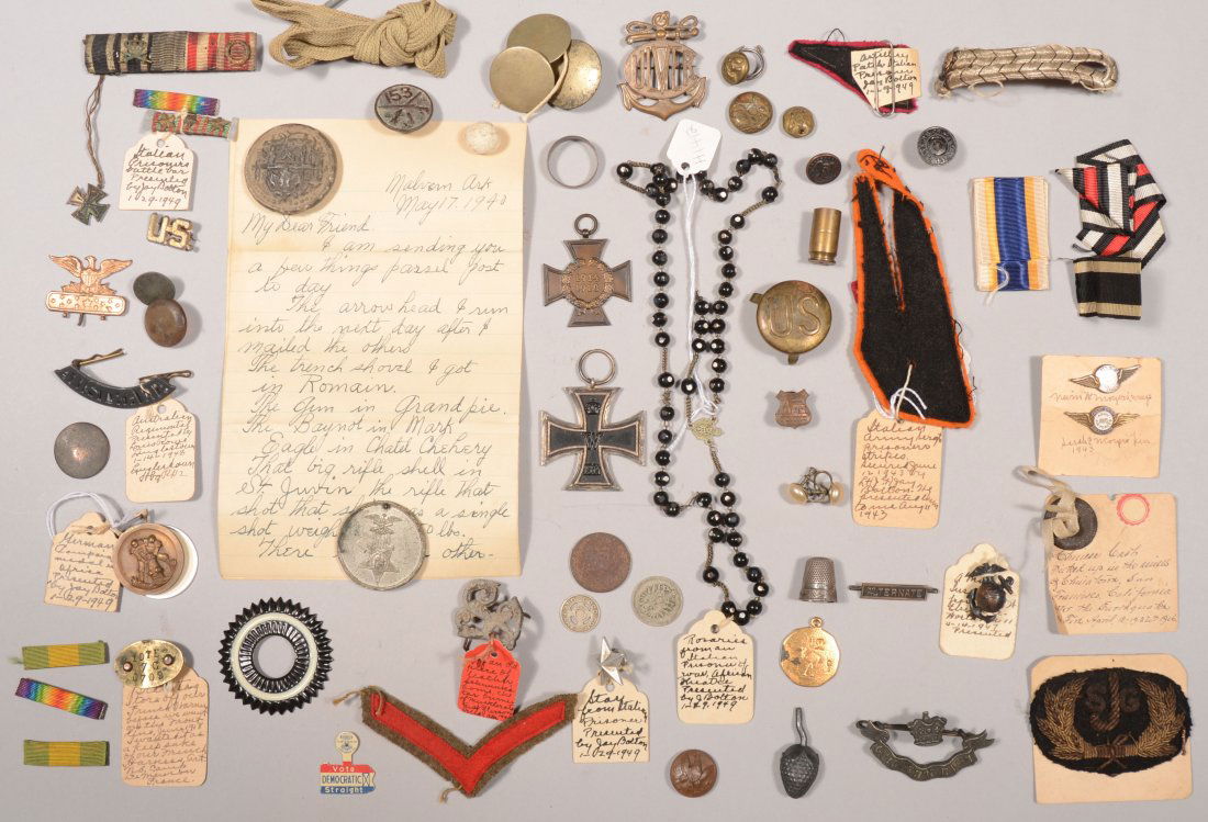 Lot of insignia, medals, pins, patches, and ribbon: Lot of insignia, medals, pins, patches, and ribbon bars. WW1 and WW2, mostly German but some Italian, British, Australian, and US.