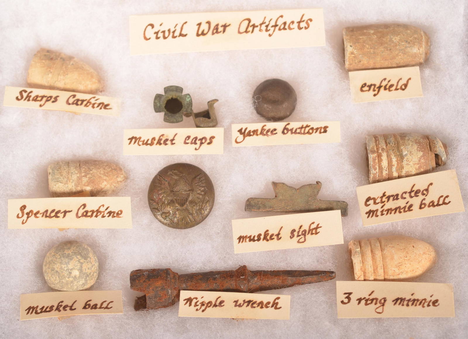 Riker Mount Of Civil War Artifacts. Auction