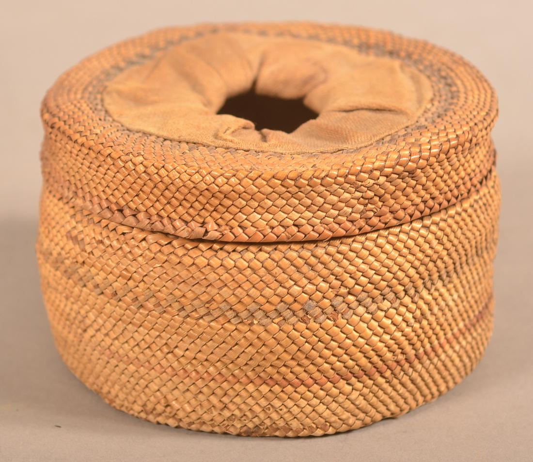 Makah Indian Basketry Hair Receiver.: Makah Indian Basketry Hair Receiver.