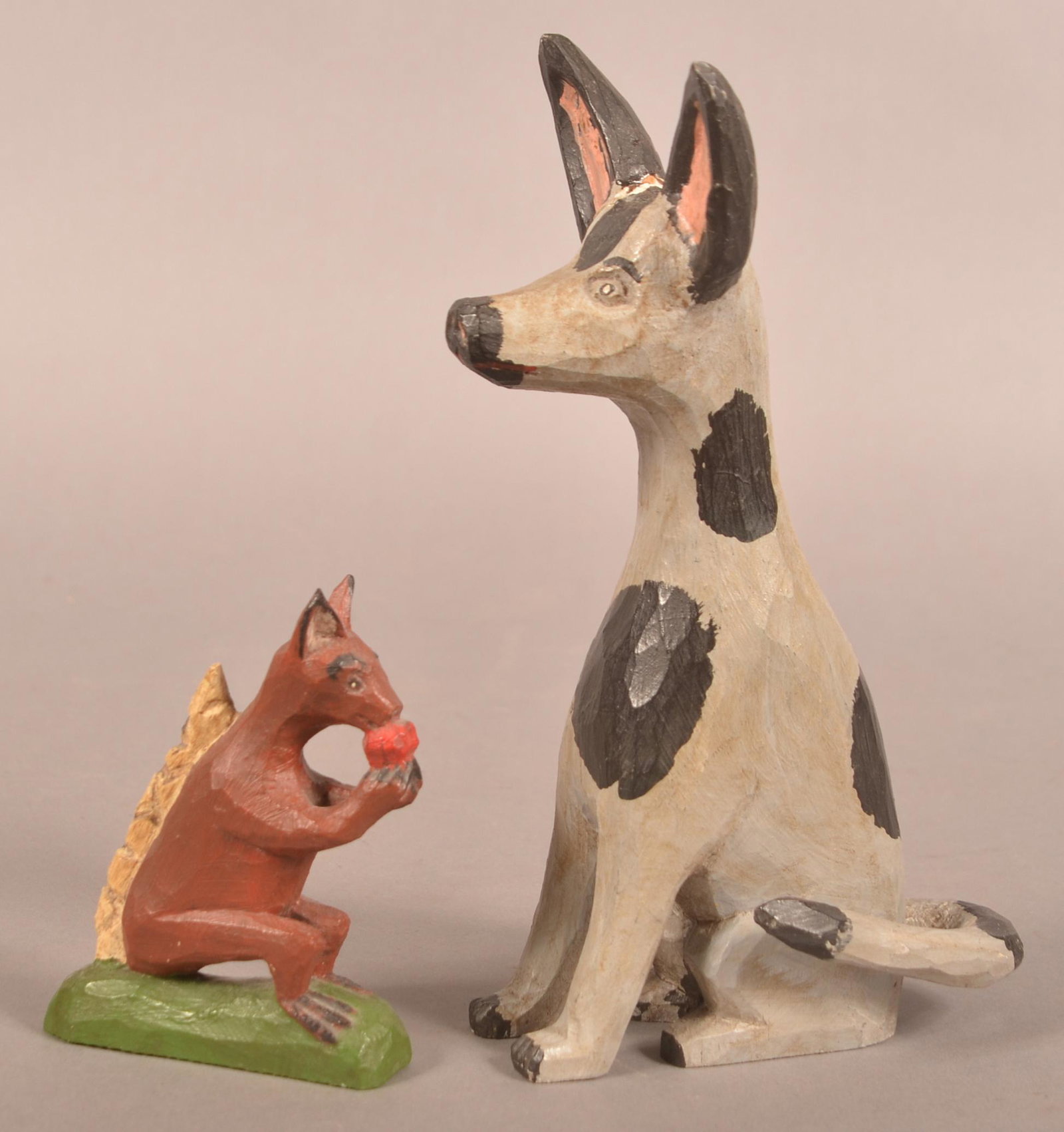 Two Strawser Folk Art Animal Carvings. (1 of 3)