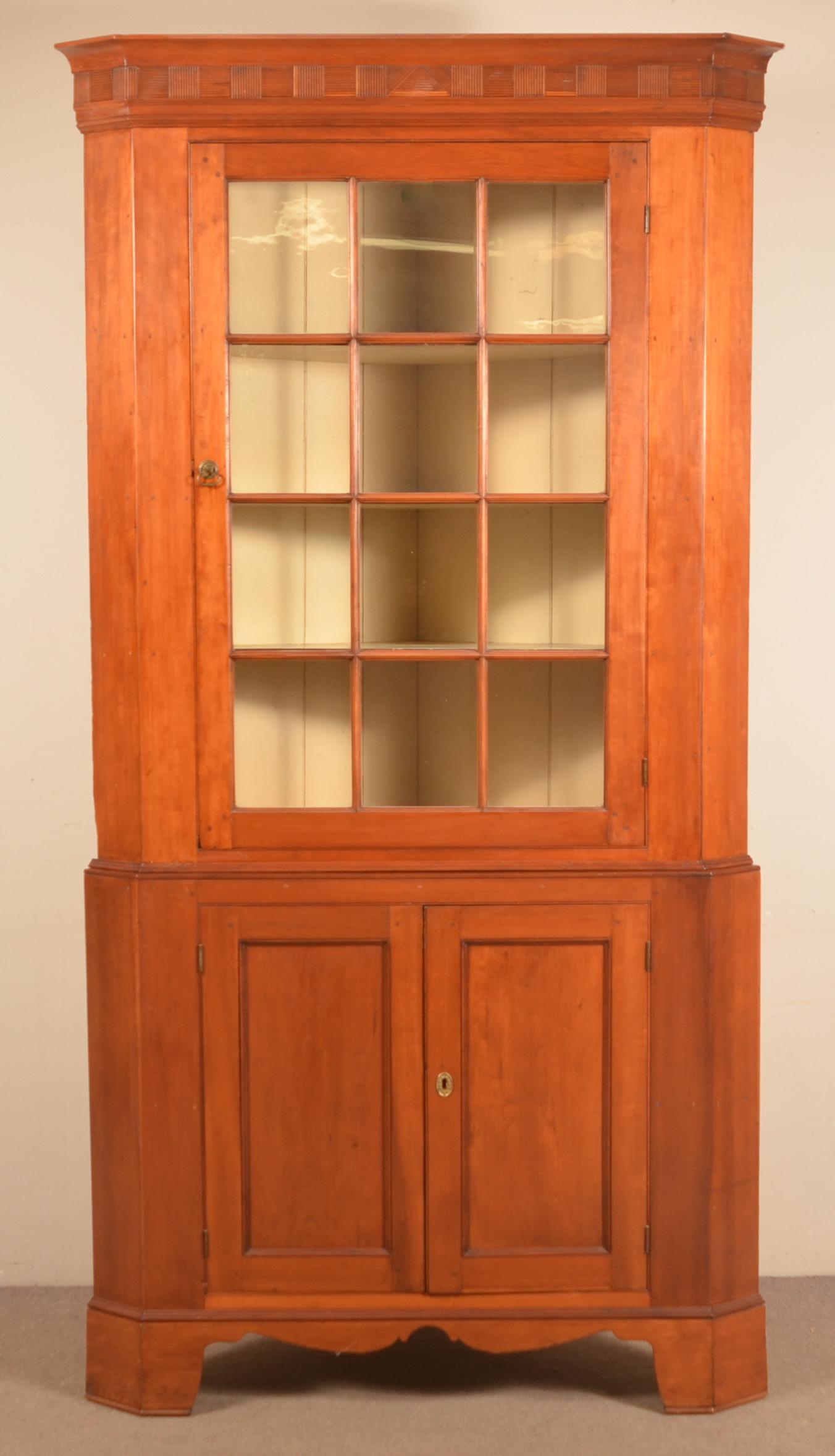 PA Federal Cherry 2-Part Corner Cupboard. (1 of 6)