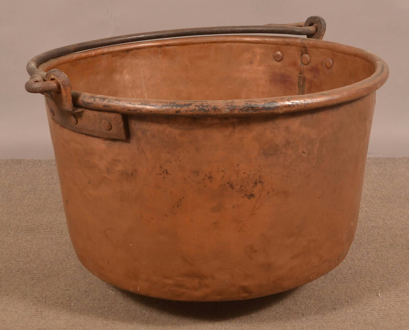 Antique Copper Apple Butter Kettle. Auction