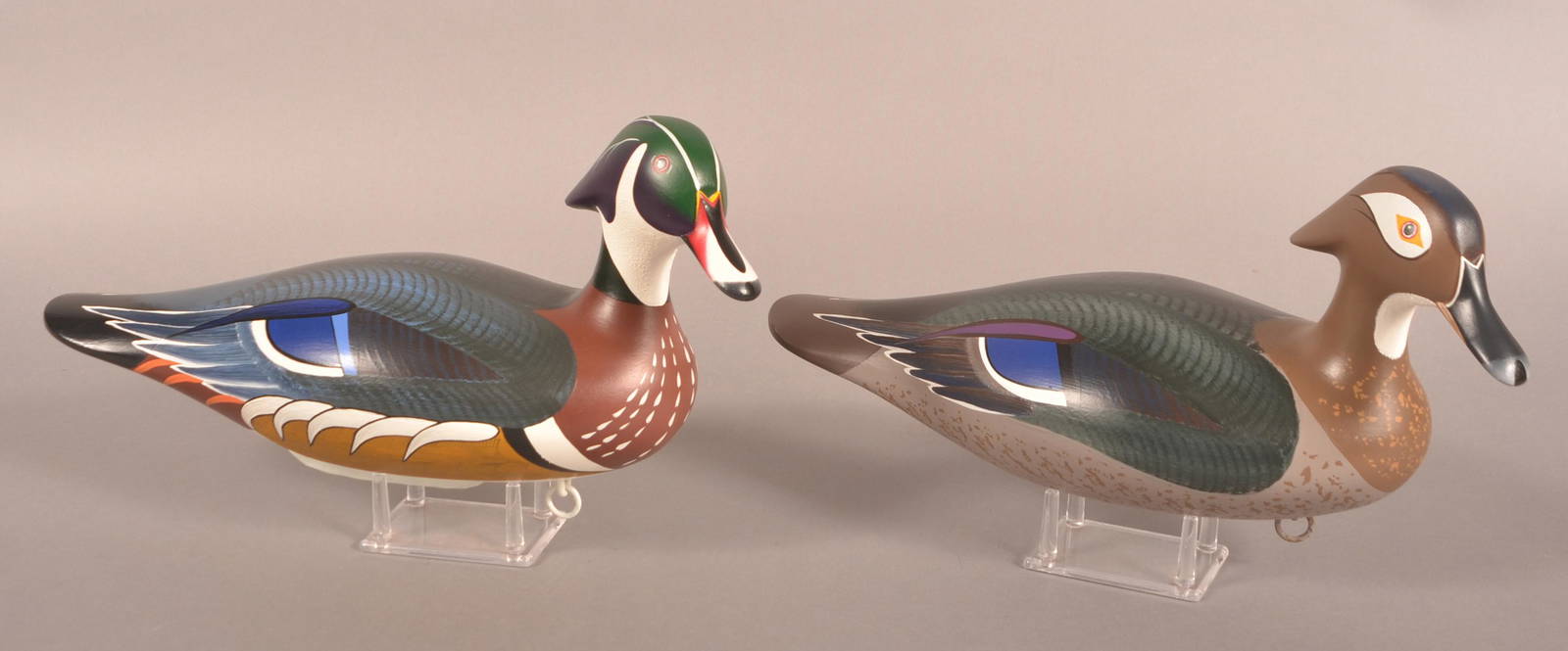 Joey Jobes 1995 Wood Duck Drake & Hen Decoys. Auction