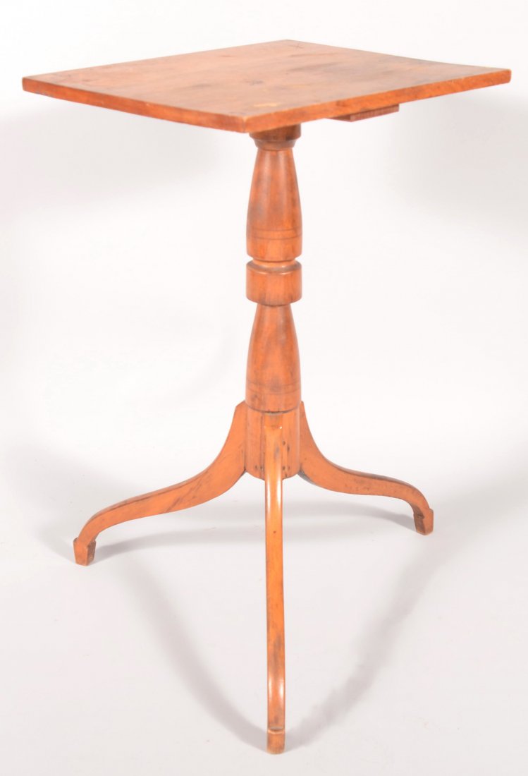 American Country Federal Mixed-wood Spider Leg Can: American Country Federal Mixed-wood Spider Leg Candlestand, with turned pedestal base. 26 1/2"h x 16"w x 14"d.