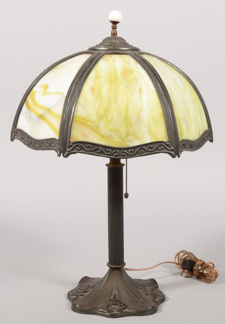 622 Tiffany Style Slag Glass Shade Table Lamp. Brass p May 05, 2012