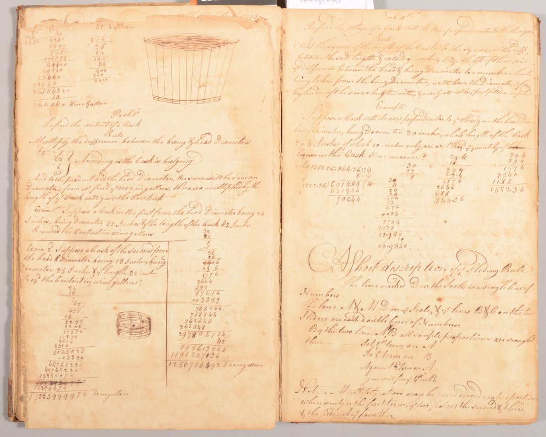 Hand-Written Journal of Tables and Instruction. Pa: Hand-Written Journal of Tables and Instruction. Paste board covers with leather spine covering. Inscribed by: "McCready, Phila., 1794." Contents titles: Geometrical Problems; Plane Trigonometry; Mensu