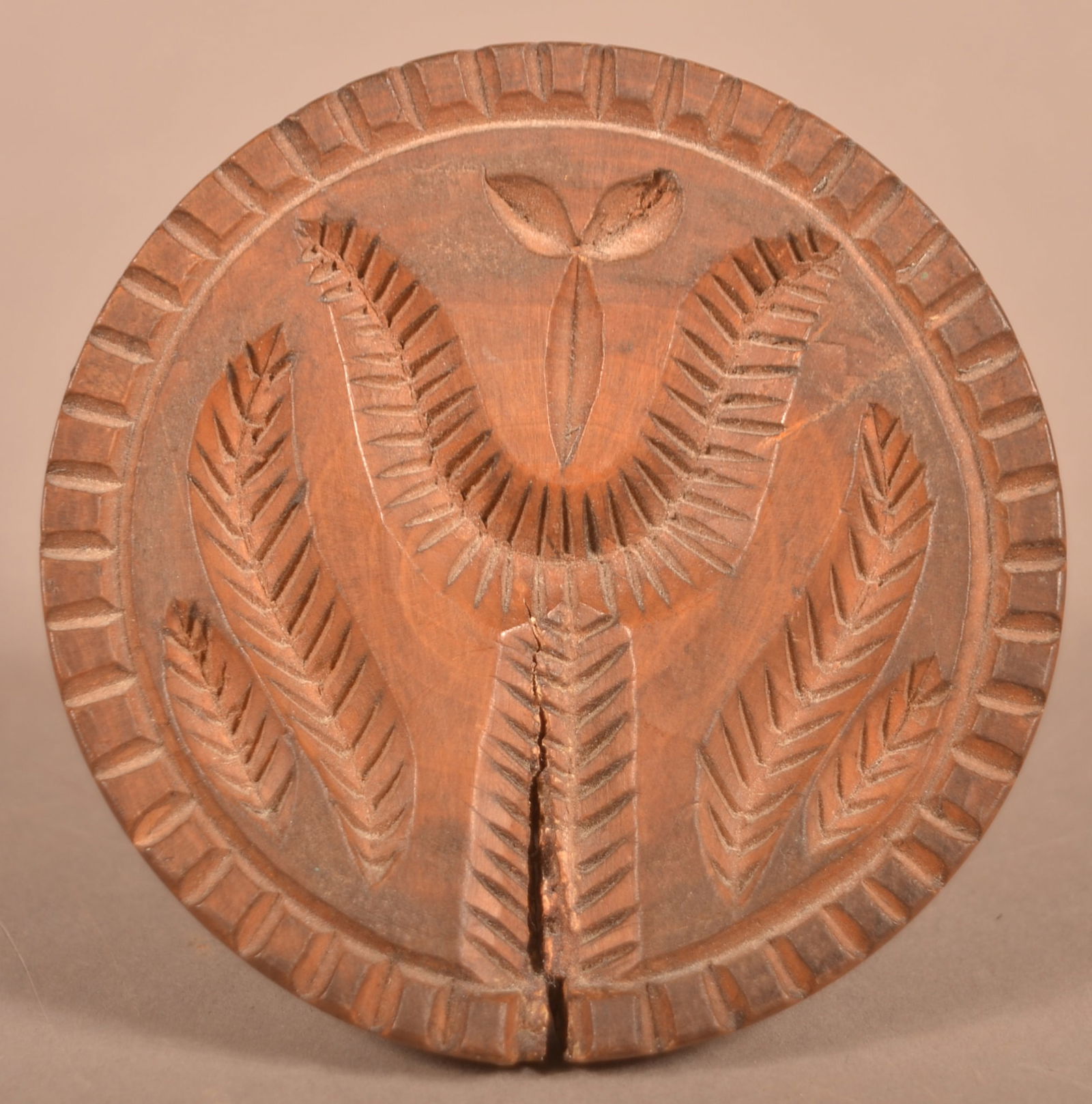 Small PA 19th Century Carved Maple Butter Print. (1 of 3)