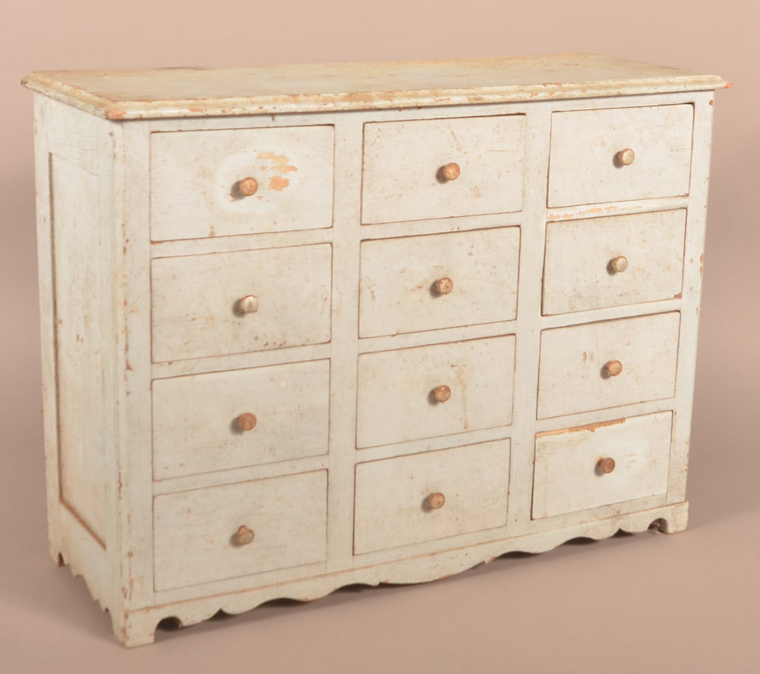 Antique 12-Drawer Chest with Powder Blue Paint. (1 of 5)