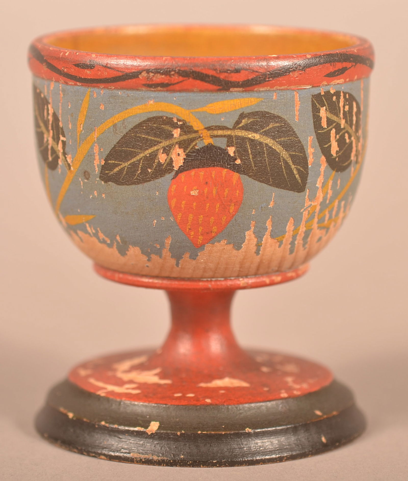 Lehnware Paint-Decorated Turned-Wood Master Salt. (1 of 5)