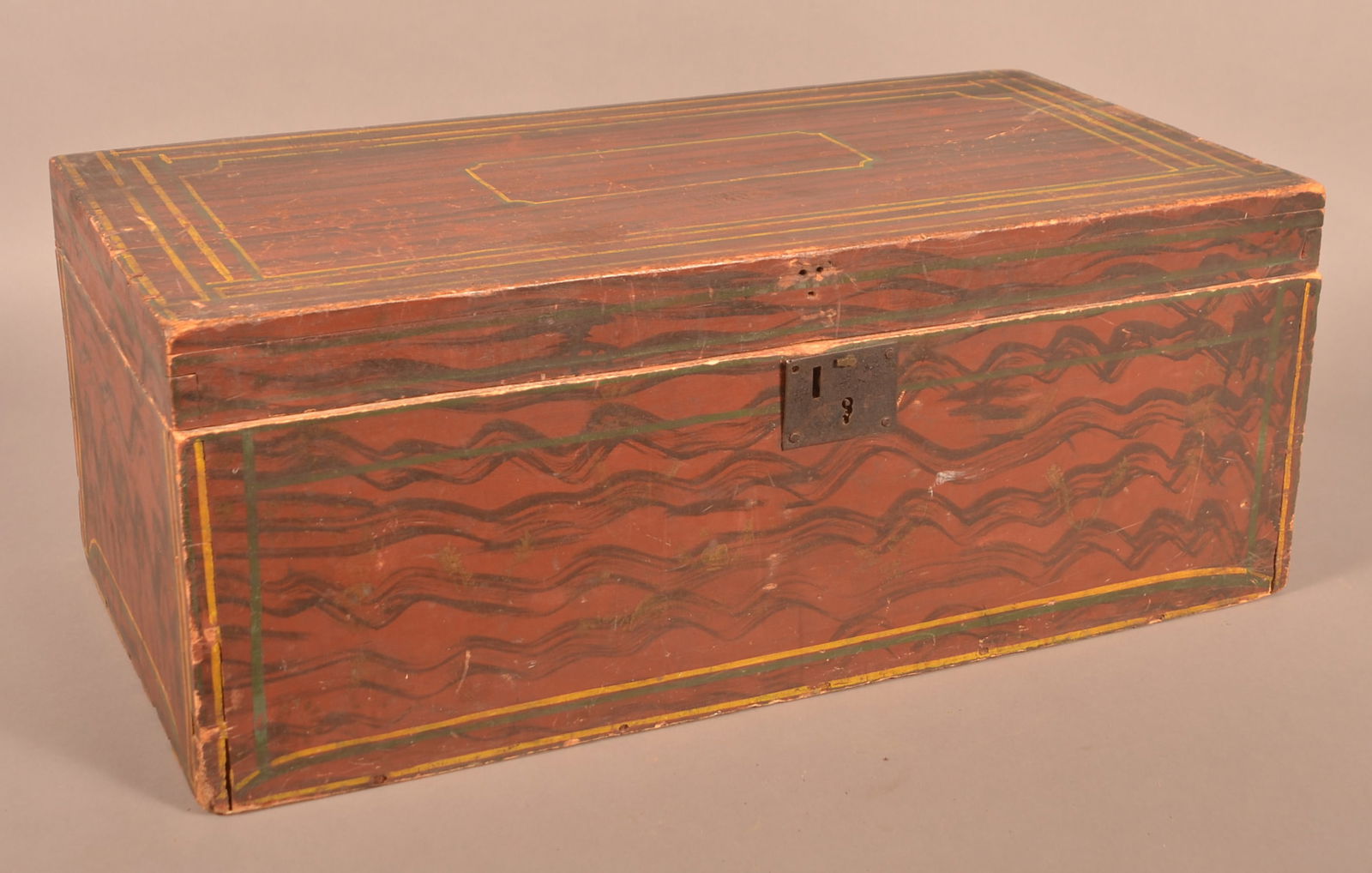 New England 19th Century Painted Softwood Trunk. (1 of 3)