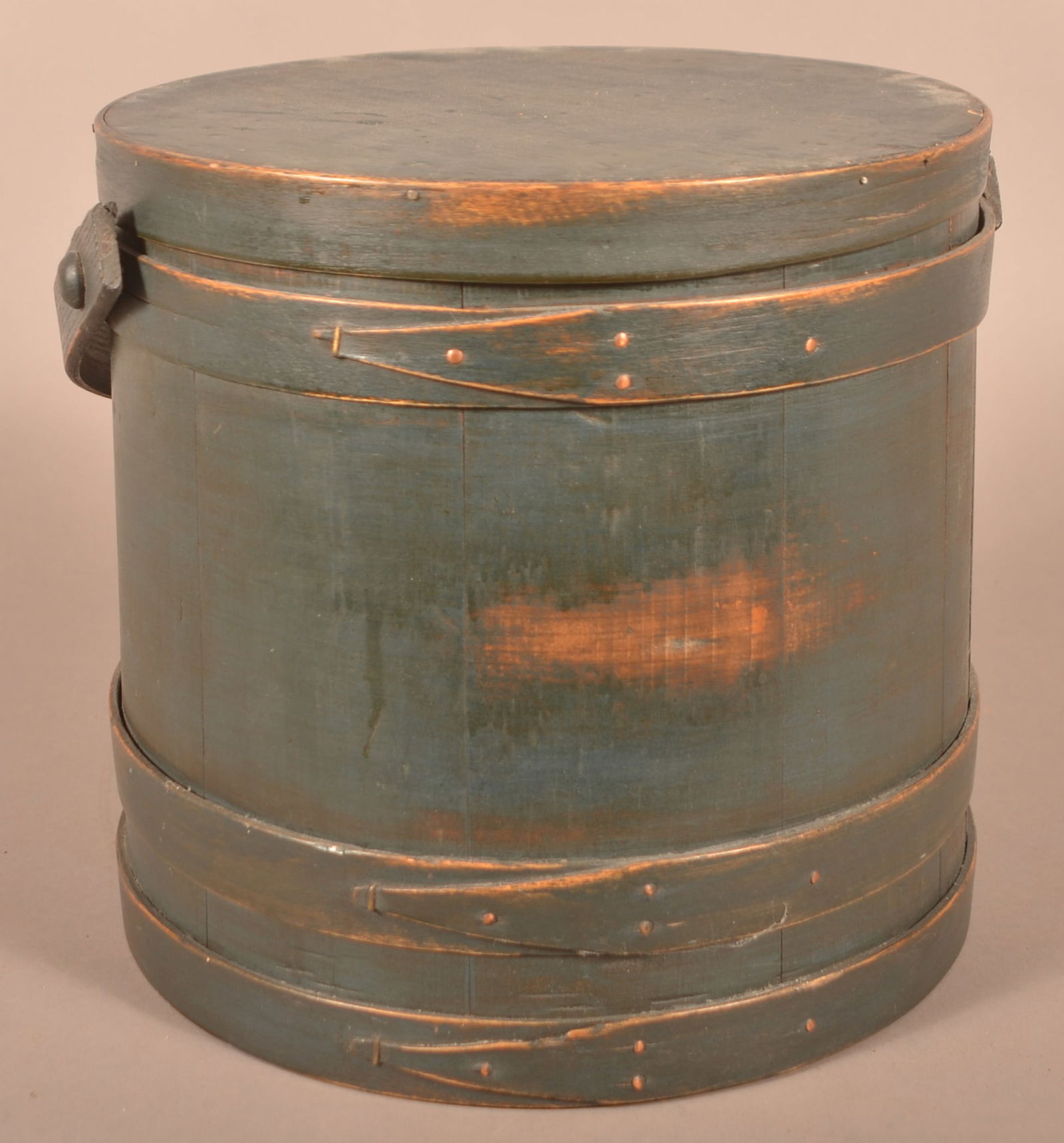 Antique Blue Painted Softwood Firkin. (1 of 5)