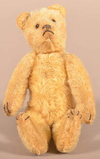 Scarce Size Antique Steiff Mohair Teddy Bear.: Scarce Size Antique Steiff Mohair Teddy Bear. Unsigned, circa 1910-1920. 5-way jointed with glass eyes and upturned feet. Rare 7-1/2" size.