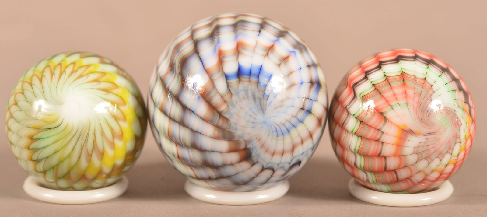 Three Gibson Glass Snakeskin Marbles. (1 of 3)