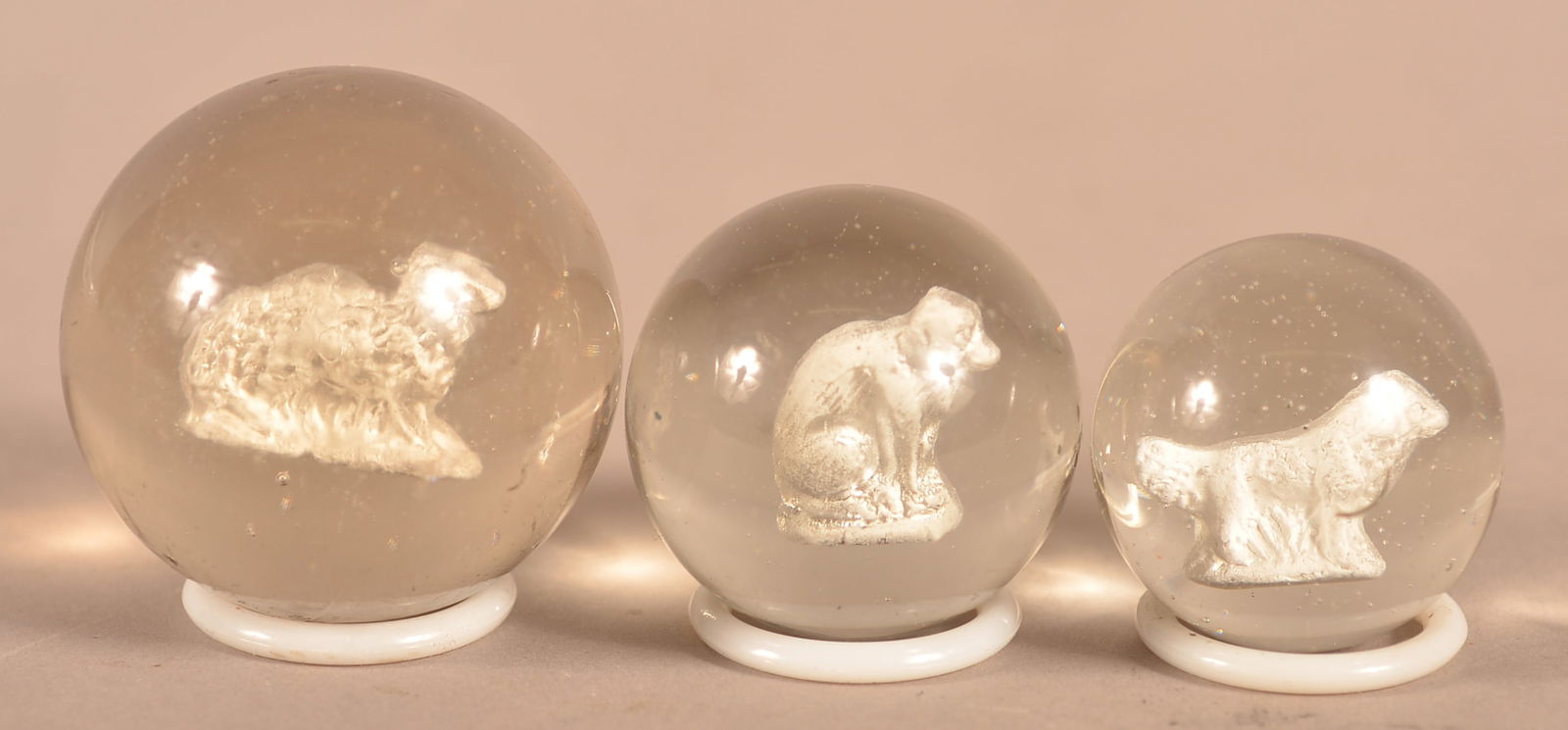 Three Antique German Dog Form Sulphide Marbles. (1 of 2)