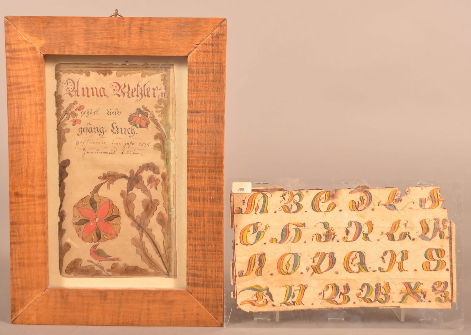 Two Early 19th Century Fraktur Bookplates. (1 of 7)